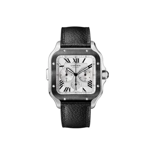 Cartier Часы Santos De Cartier Модель XL, Механизм С Автоматическим Подзаводом, Сталь, ADLC-покрытие, Два Сменных Ремешка: Из Кожи И Каучука