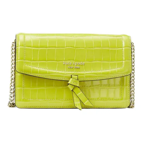 Kate Spade Knott Крокодил Тисненая кожа Конверт Сумка Сумка через плечо Сумка на плечо Женская Флуоресцентный Желтый Зеленый