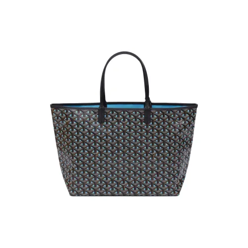 GOYARD Saint Louis Холст Телячья кожа Комбинированная Сумка Тоут Сумка Сумка для покупок Сумка через плечо Сумка Женская Бирюзовая