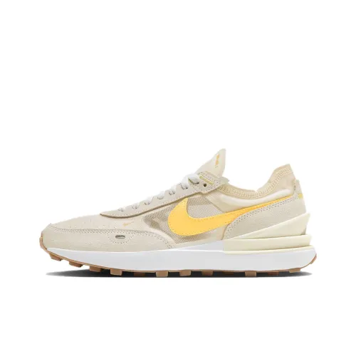 Nike Waffle One Амортизаторы Shock Absorbers Противоскользящий Низкий Топ Кэжуал Женские Белый Коричневый Желтый