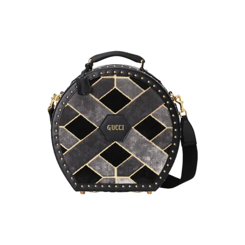 GUCCI Бархат Шапки и Кепки Хранение Коробка Сумка Сумка через плечо Сумка через плечо Хранение Коробка Маленькая Женская Серый Черный