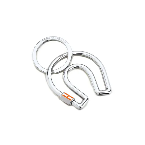 HERMES Cheval Нержавеющая сталь Брелоки Серебряный/Апельсин Унисекс