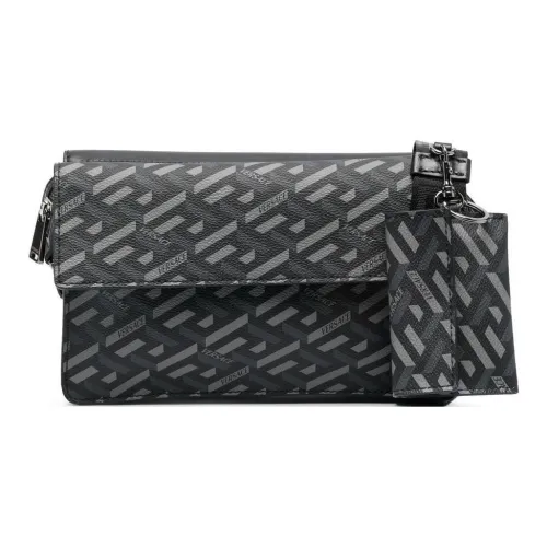 VERSACE La Greca Коровья кожа Сумка через плечо Мужской Черный