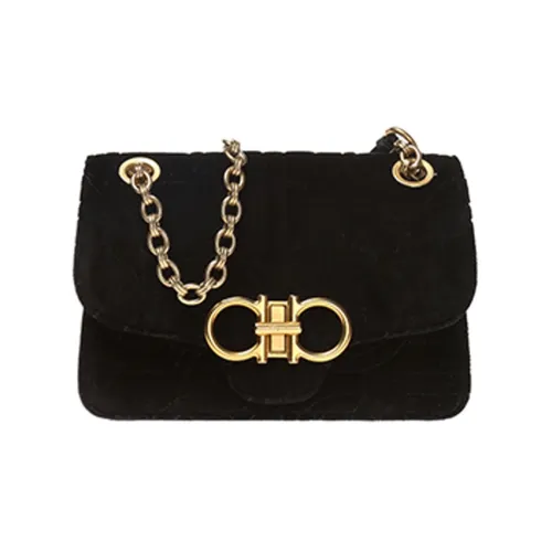 FERRAGAMO Вельвет Сумка через плечо Сумка на плечо Женская Черная