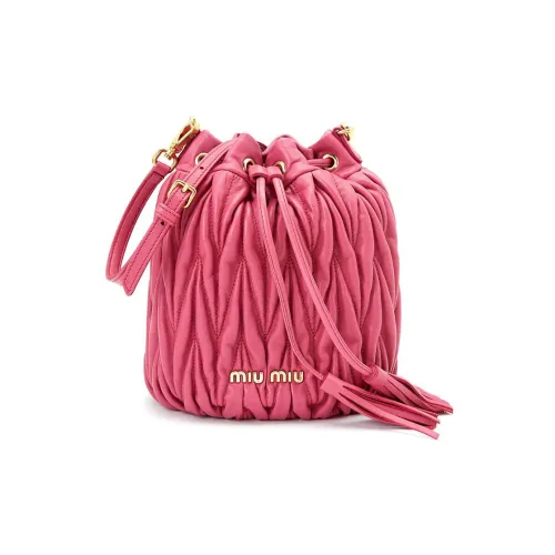 MIU MIU Sheepskin Bucket Bag Portable Crossbody Bag Shoulder Bag Women's Peach Pink