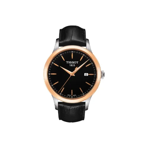 TISSOT Fashion Collection Кварцевый механизм Мужские часы Циферблат 42,22 мм Черный корпус Нержавеющая сталь Кожаный ремешок