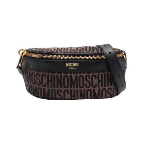 MOSCHINO Телячья кожа бананка мужской черный коричневый