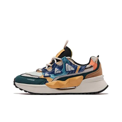 QIAODAN Slip-resistant Abrasion-resistant Low Top Спортивная Повседневная Обувь Мужская Синий Зеленый