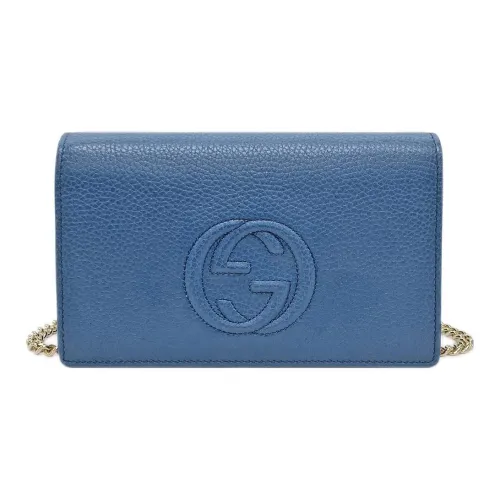 GUCCI SOHO совместный бренд Litchi Grain Calfskin Сумка через плечо Женская Blue