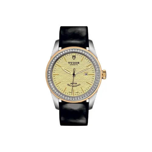 TUDOR Jun Jue Series Автоматический Механический Механизм Женские Часы 31 мм Золотой Циферблат Кожаный Ремешок