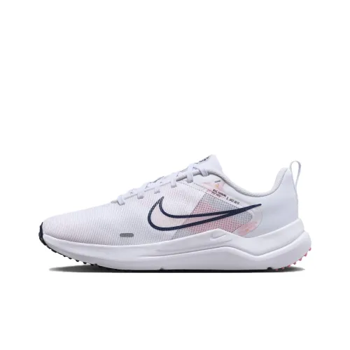 Nike Downshifter 12 Амортизация Устойчивость к истиранию Дышащий Низкий Топ Повседневные Беговые кроссовки Женские Белый Розовый