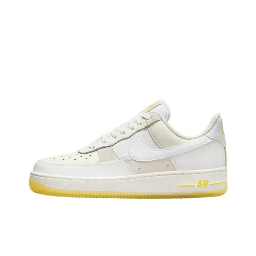 Nike Air FORCE 1 Slip-on Устойчивый к истиранию Дышащий Низкий верх Кроссовки для скейтбординга Женские Белый Желтый