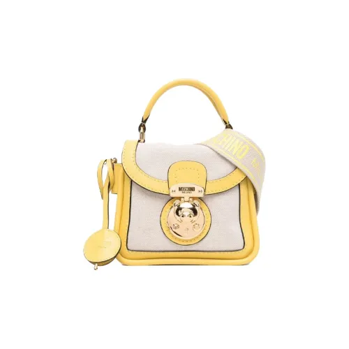 MOSCHINO Холщовая кожа Комбинированный холщовый клатч переносная сумка через плечо маленькая женская желтая