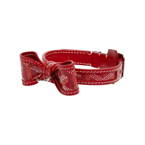 GOYARD OSCAR Goyardine Холст Clamecy Коровья кожа Ожерелье-чокер для собаки "Teeth" Аксессуар Унисекс Красный