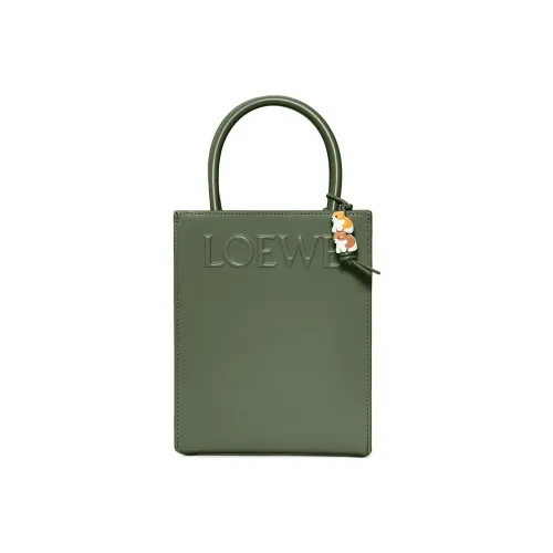 LOEWE Glossy Коровья кожа Тоут Сумка Сумка для покупок Сумка Женская Винтажная хаки Зеленая