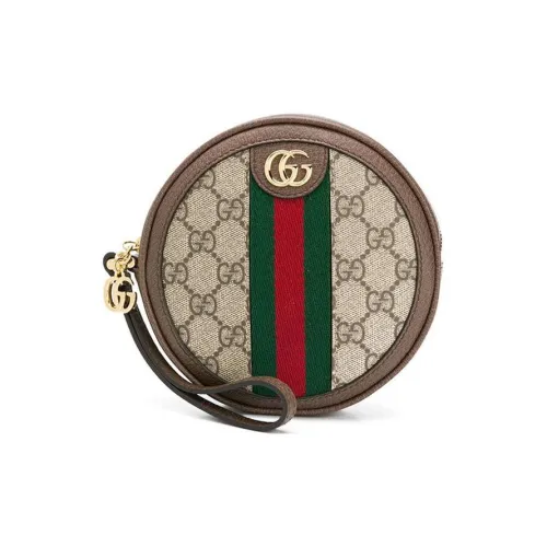 GUCCI Ophidia Холст Запястье Сумка Сумка Клатч Монетница Женская Эбеновое дерево