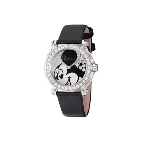 CHOPARD Happy Diamonds Кварцевый механизм Женские часы 36 мм Серебристый циферблат Корпус из нержавеющей стали Кожаный ремешок