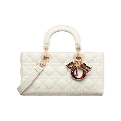 DIOR LADY D JOY Sheepskin Сумка Lady Dior Сумка через плечо Сумка среднего размера Women's White