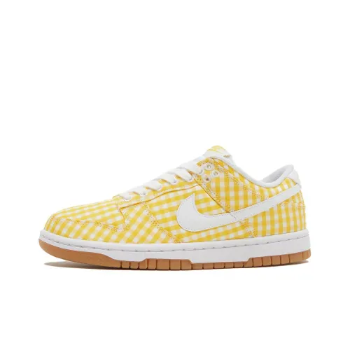 Nike Dunk Low 'Желтый GINGHAM' Устойчивый к истиранию Дышащий Низкий Топ Скейтборд Кроссовки Мужские Желто-белые