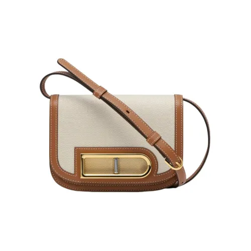 Delvau Lingot Холст Телячья кожа Холст Сумка через плечо Сумка через плечо Сумка на плечо Женская Коричневый Бежевый