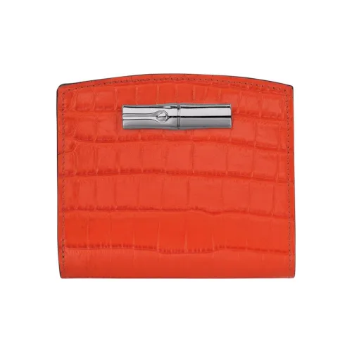 LONGCHAMP Roseau Телячья кожа Держатель для карт кошелек Женские Оранжевый