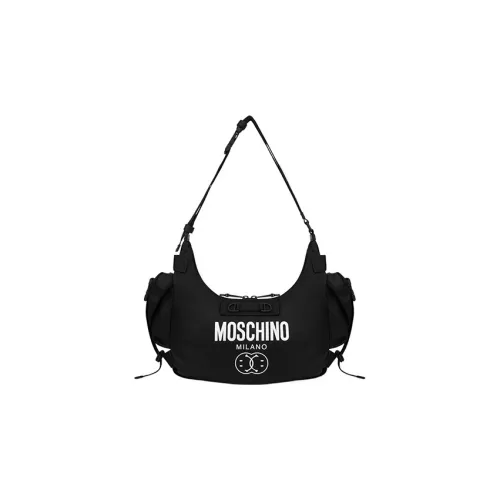 MOSCHINO Smiley Коллаборация Хлопок Хобо Сумка Сумка через плечо Сумка на плечо Мужская Черная