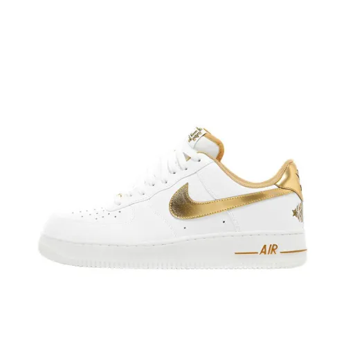 Nike Air Force 1 Slip Resistant Shock Absorbers Низкие Скейтбординг Кроссовки Мужские Белый Золото