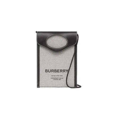 Burberry Canvas Leather One Shoulder Crossbody Phone Case Unisex Gray Burberry Холст Кожа Одно Плечо Через Плечо Чехол для телефона Унисекс Серый