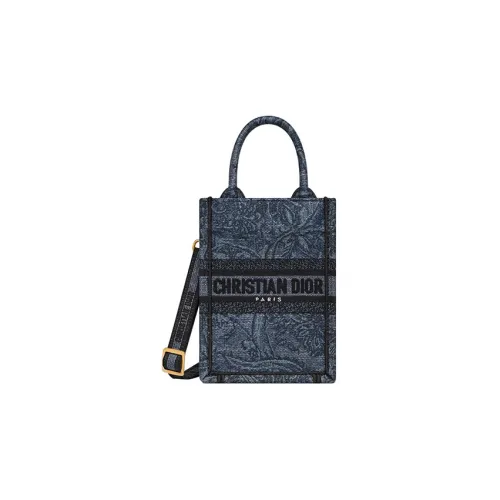 DIOR Вышивка Сумка-тоут Сумка для покупок Чехол для телефона Сумка через плечо Мини Сумка Женская Синяя