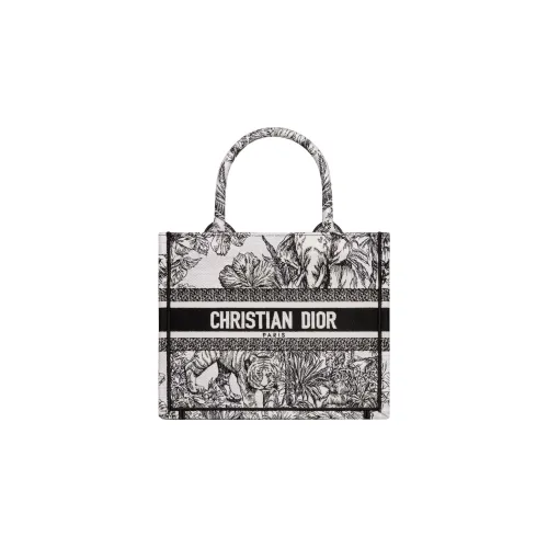 DIOR BookTote Вышивка Тоут Сумка Сумка для покупок Сумка Маленькая Женская Белая Черная