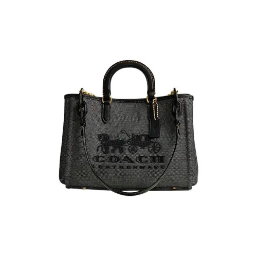 COACH Ткань Тоут Сумка Сумка для покупок Сумка на одно плечо Большая женская Черная