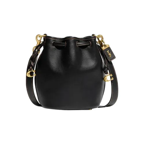 COACH Camila Коровья кожа Ведрообразная сумка Сумка через плечо Маленькая Женская Черная