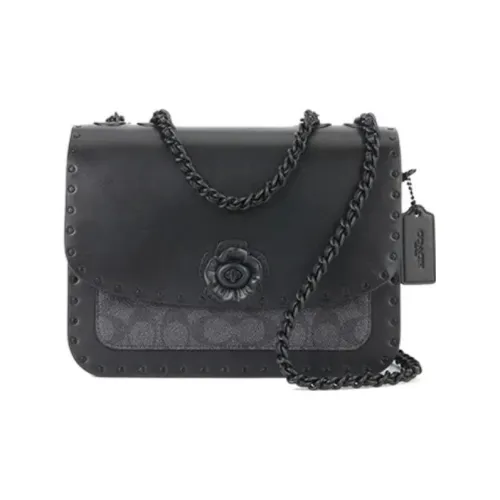 COACH Madison Кожаная маленькая квадратная сумка через плечо женская черная