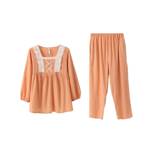 Aannsfam Тыквенно-оранжевый Женские Пижамные комплекты