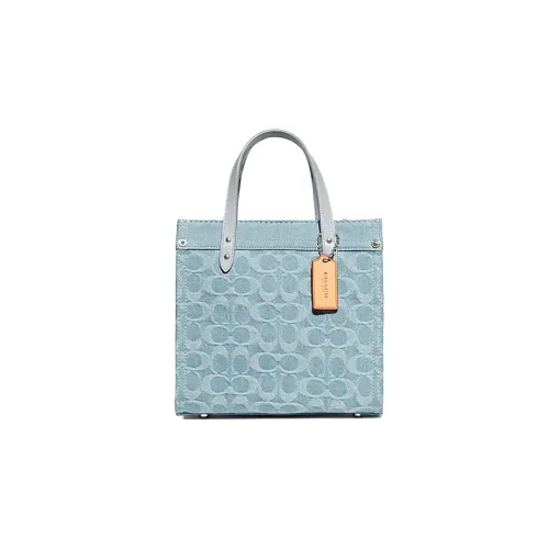 COACH Field Ткань Тоут Сумка Сумка для покупок Сумка через плечо Сумка Маленькая Женская Синяя