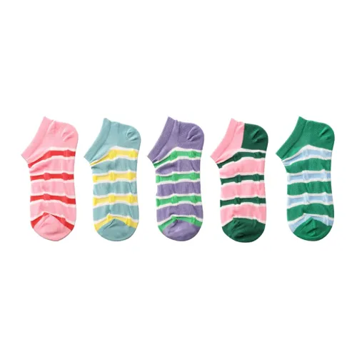 Duanmei 5 пар стопочных носков с вырезами и полосами для женщин