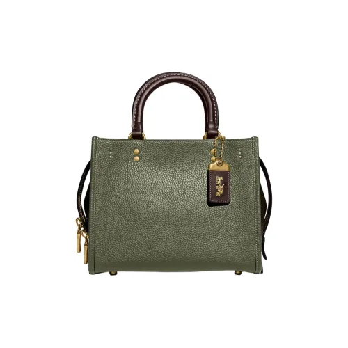 COACH Rogue Grained Телячья кожа Тоут Сумка Сумка для покупок Сумка через плечо Сумка среднего размера Женская Оливково-зеленая