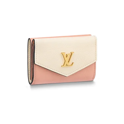 LOUIS VUITTON Телячья кожа Кошелек Мини Женский Розовый Экрю