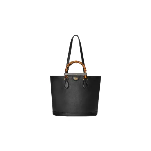 GUCCI Diana Кожа Тоут Сумка Сумка для покупок Сумка на плечо Сумка среднего размера Женская Черная