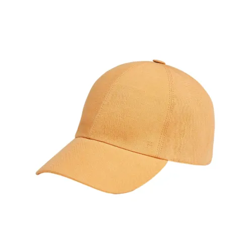 HERMES Riley Linen Baseball Caps Yellow Men's