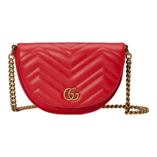GUCCI GG Marmont Кожа Сумка через плечо Мини Женская Красная