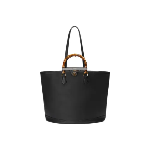 GUCCI Diana Кожа Тоут Сумка Сумка для покупок Сумка на плечо Сумка Большая Женская Черная