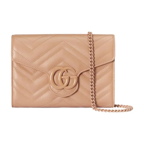 GUCCI GG Marmont Кожа Сумка через плечо Мини Женская Бежевая
