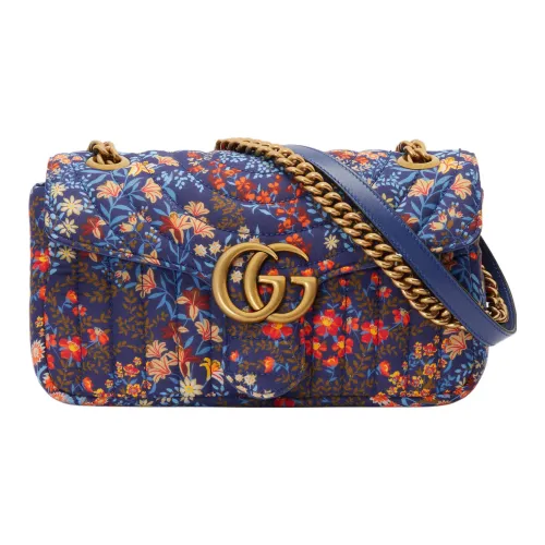 GUCCI Marmont Хлопок Сумка Сумка через плечо Сумка через плечо Маленькая Женская Синяя