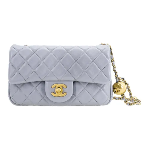 CHANEL Classic Flap CF21B Осенний Овечья кожа And Золото Металл Сумка через плечо Мини Женская Серый