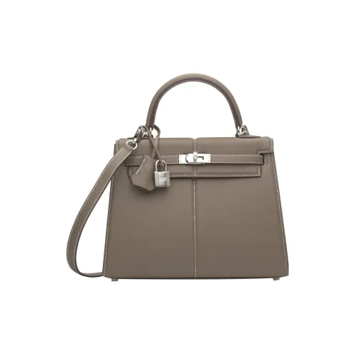 HERMES Kelly Swift Кожа Сумка Kelly Сумка через плечо Сумка 25 Женская 18 этуп слоново-серый