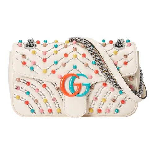 GUCCI Marmont Кожа Портативный Сумка через плечо Маленькая Сумка Женская Белая