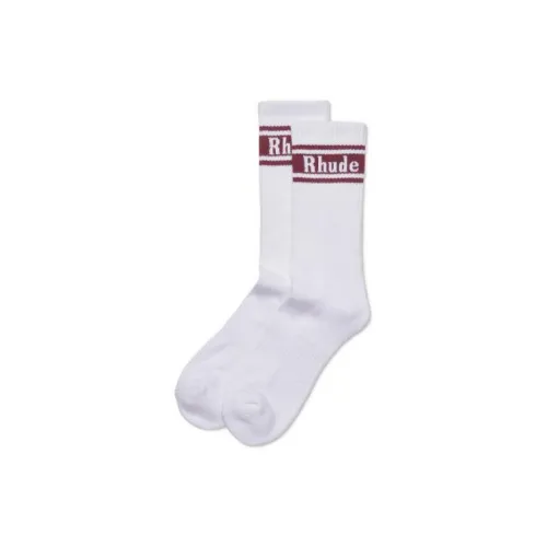 RHUDE Белый Красный Мужской MID Носки до икры