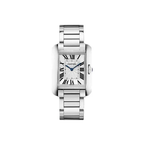 Cartier TANK DE Кварцевый механизм Женские часы 34,7*26,2 мм Белый циферблат Корпус из нержавеющей стали Ремешок из нержавеющей стали