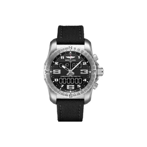 Breitling Professional Collection Кварцевый механизм Мужские часы Часы 46 мм Черный циферблат Титан Корпус Часы Тканевый ремешок